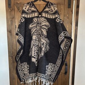 Mexican Serape Poncho San Jose Blanket Company Eagle southwest baja fringe